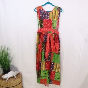 Design House Patchwork Apron Dress‎ OS Multicolor Womens Vintage Boho Maxi